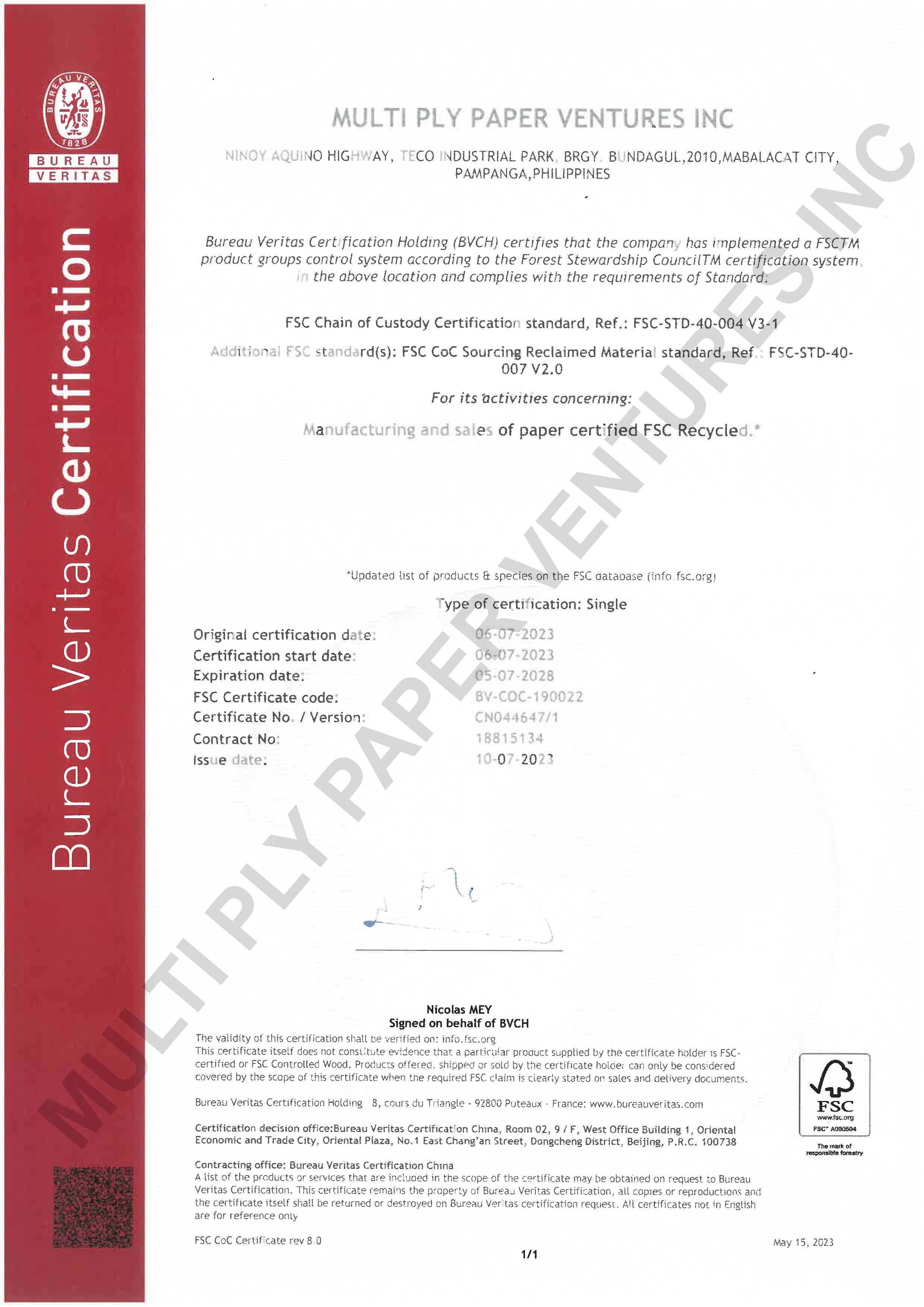 FSC Certificate