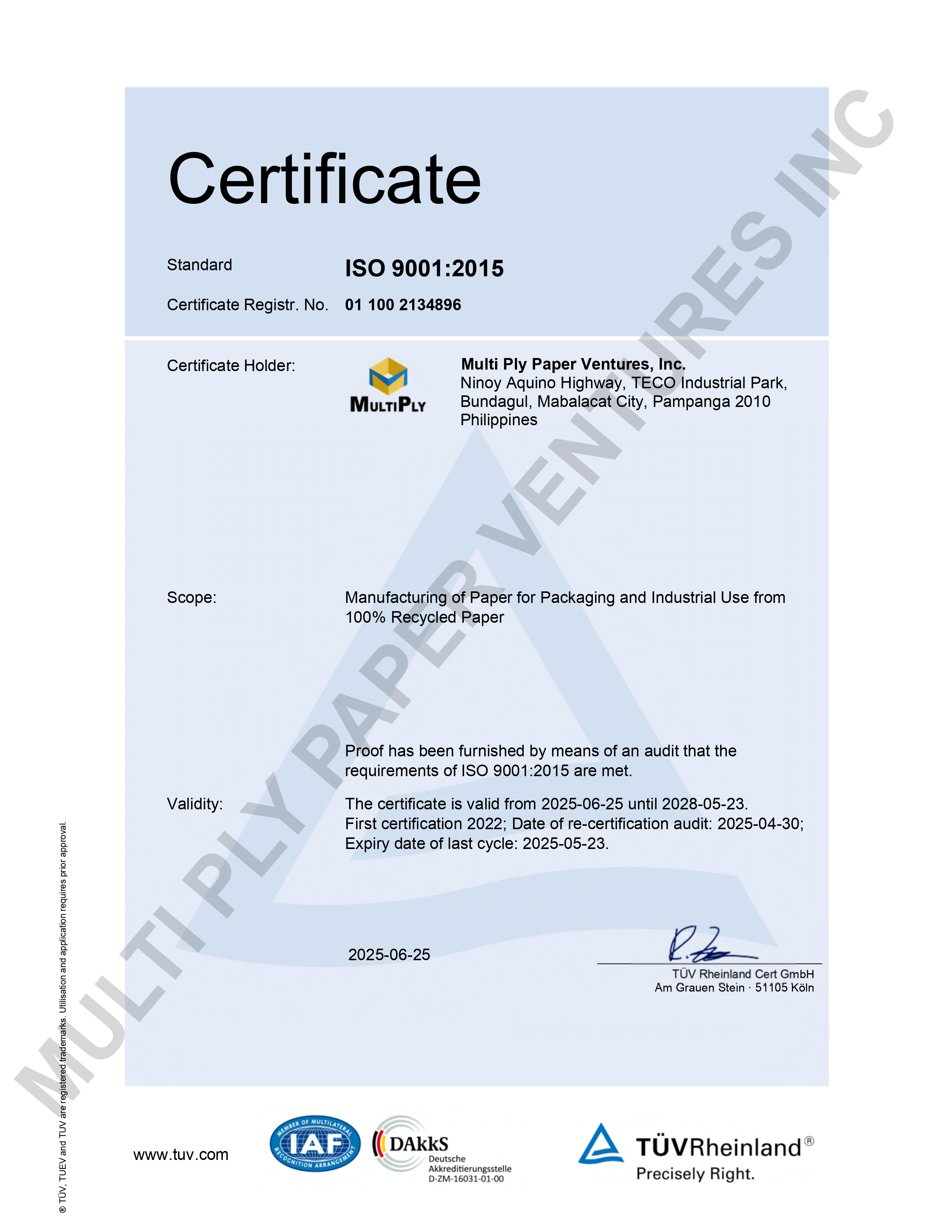 ISO Certificate